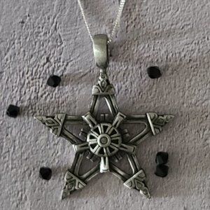Antiqued Pewter Star Pendant on a Silver Chain
